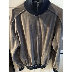 VTG Abercrombie & Fitch Men Gray Velour Zip Up Track Suit 2 Piece Large Made US